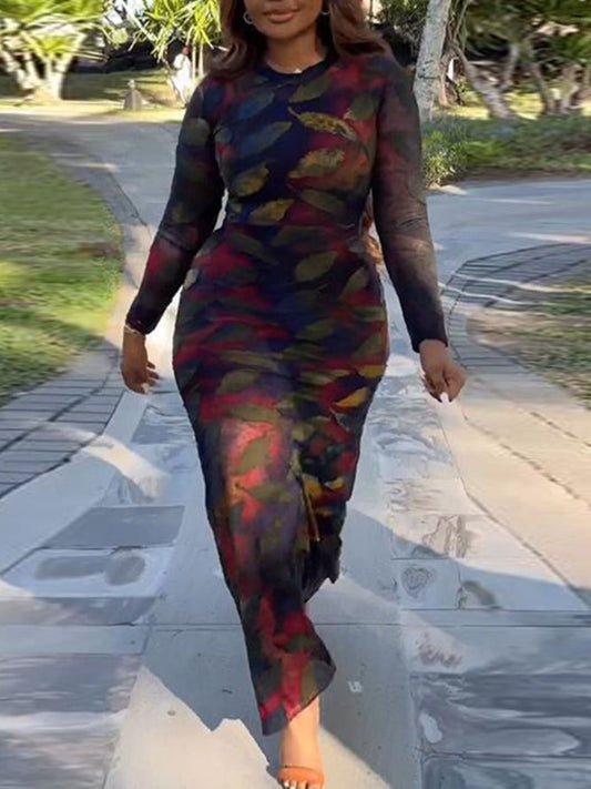 flowersverse Plus Size Pattern Print Printed Regular Dress BO2132