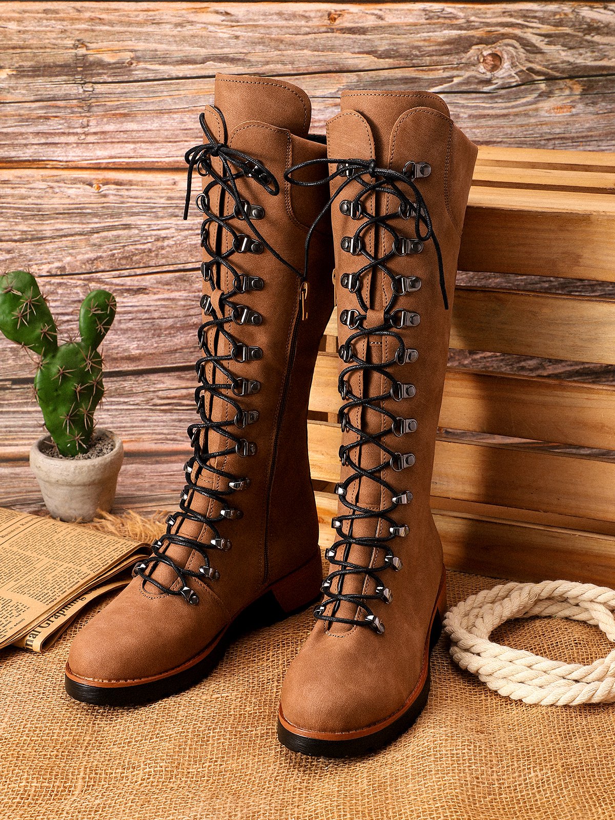 flowersverse Retro Suede Zipper Martin Combat Boots