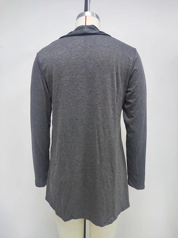 flowersverse Solid Color Long Sleeves Loose Statement Collar Outerwear