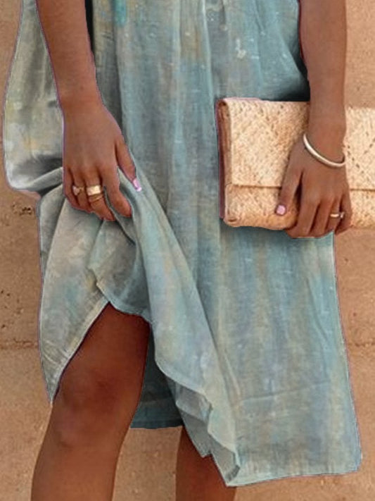 flowersverse Plus Size Vintage Boho Holiday Casual Floral Half Sleeve Dresses