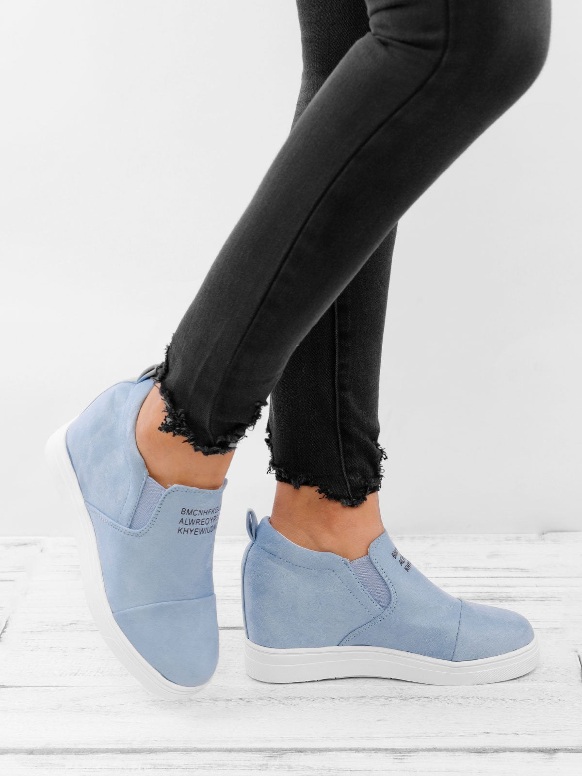 flowersverse Women Faux Suede Wedge heel Sneakers Slip on Breathable Shoes