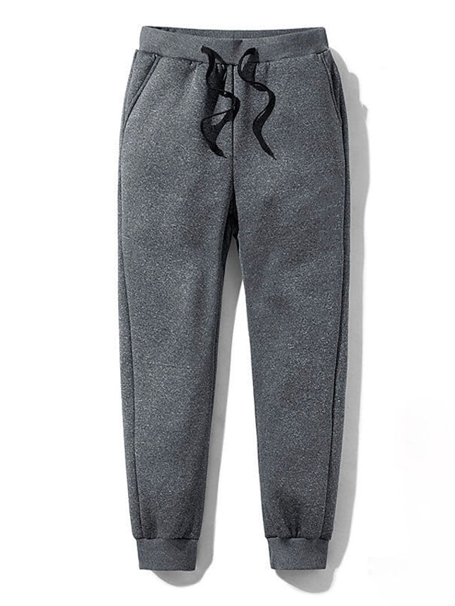 flowersverse Women‘s Plus Size Winter Loungewear Bottom Nighty Pure Color Fashion Comfort Plush Home Street Airport Fleece Warm Long Pant Pant Pocket Elastic Waist Spring Fall Dark Gray Black