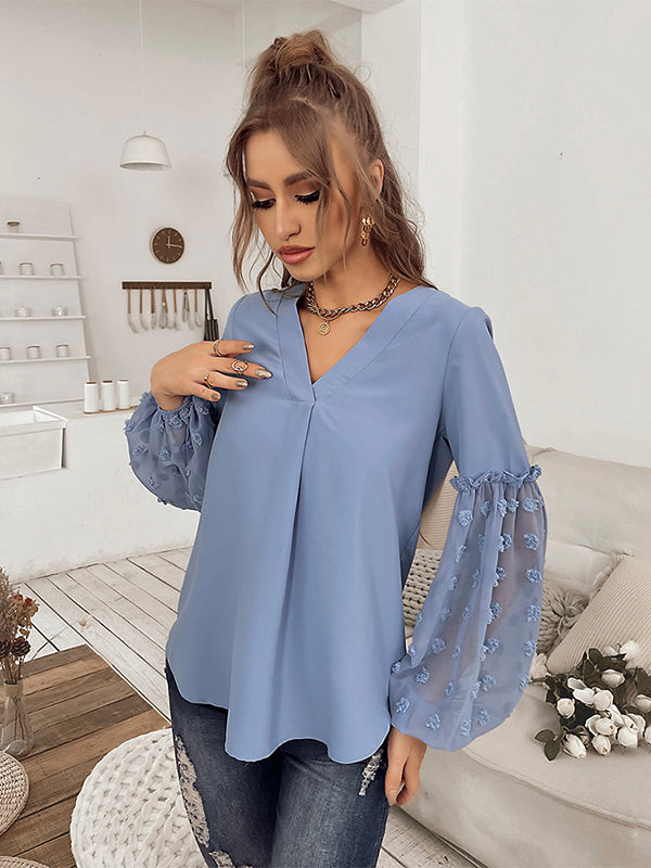 flowersverse Going Out Loose Polka-Dot Blouses&Shirts Tops