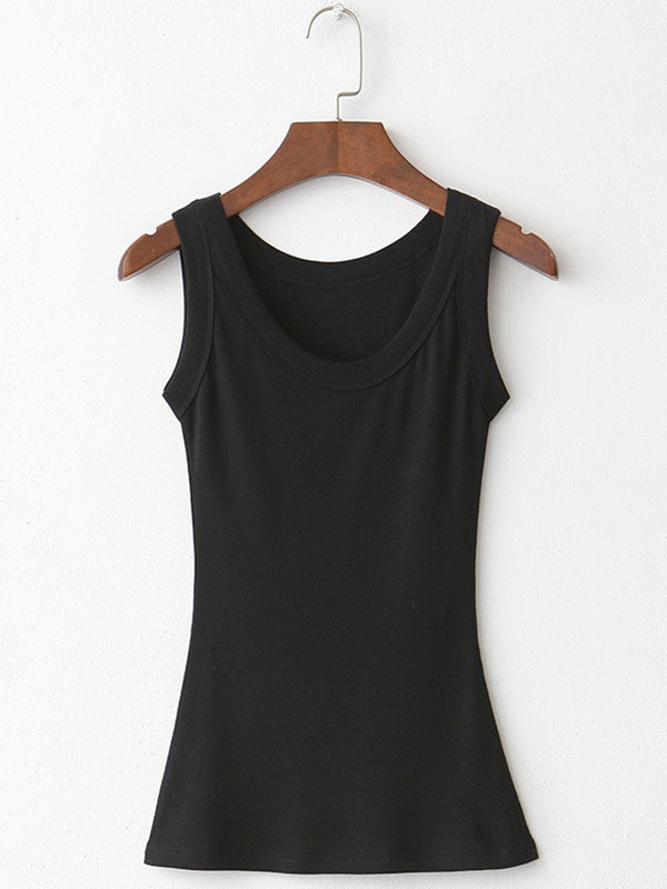 flowersverse 5 Colors Simple Solid Color Sleeveless Vest Top