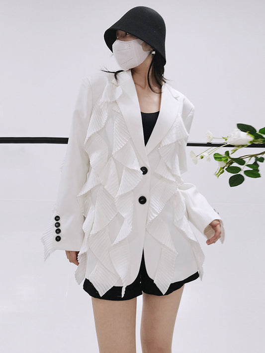 flowersverse Loose Lace Split-Joint Lapel Collar Suit