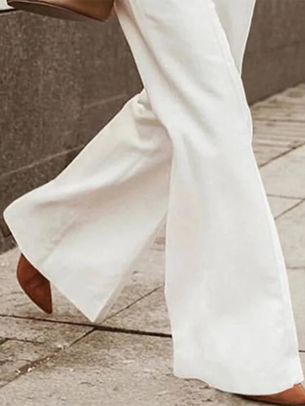 flowersverse Solid Color Loose Wide Leg Casual Pants Bottoms