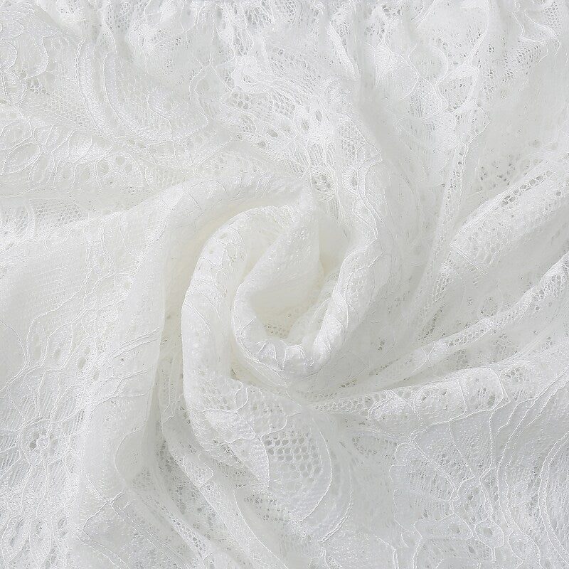 flowersverse Women's Swimwear Cover Up Beach Top Normal Swimsuit UV Protection Lace Crochet Solid Color White Bathing Suits Modern Vacation Sexy / Sweet / New / Padless