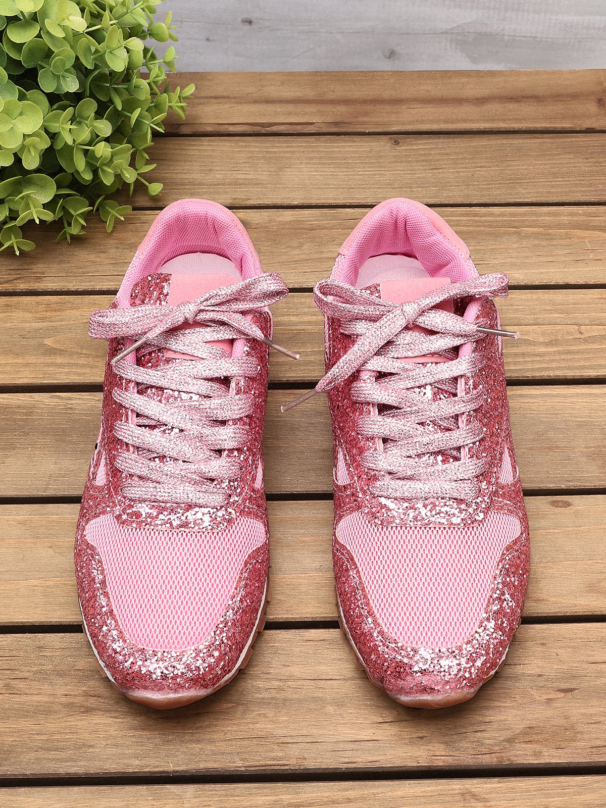 flowersverse Women Muffin Rhinestone New Crystal Platform Sneakers