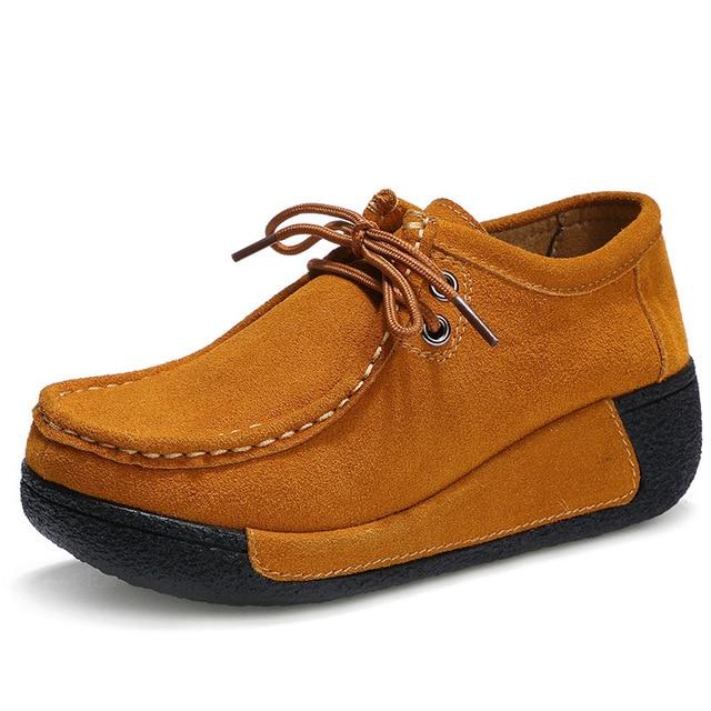 flowersverse Women Flats Platform Loafers Creepers Lace Up Driving Moccasins Casual Shoes