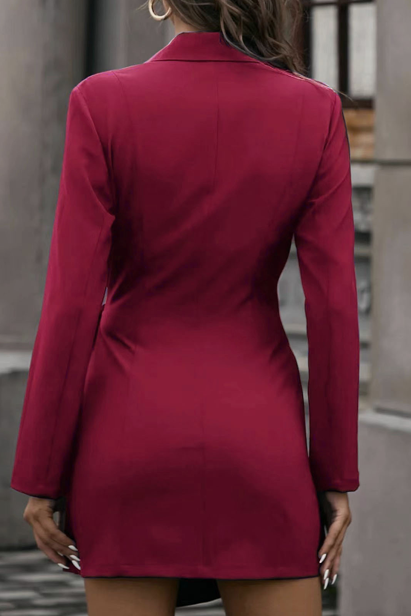 flowersverse Casual Solid Patchwork Turndown Collar Shirt Dress Dresses(11 Colors)