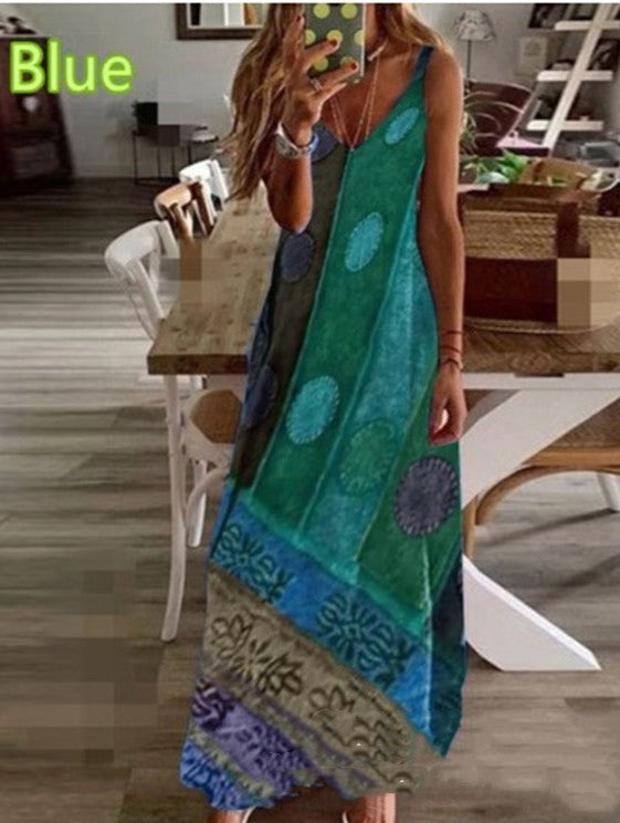 flowersverse Strapless Sleeveless Women V-Neck A-line Skirt Cute Dress