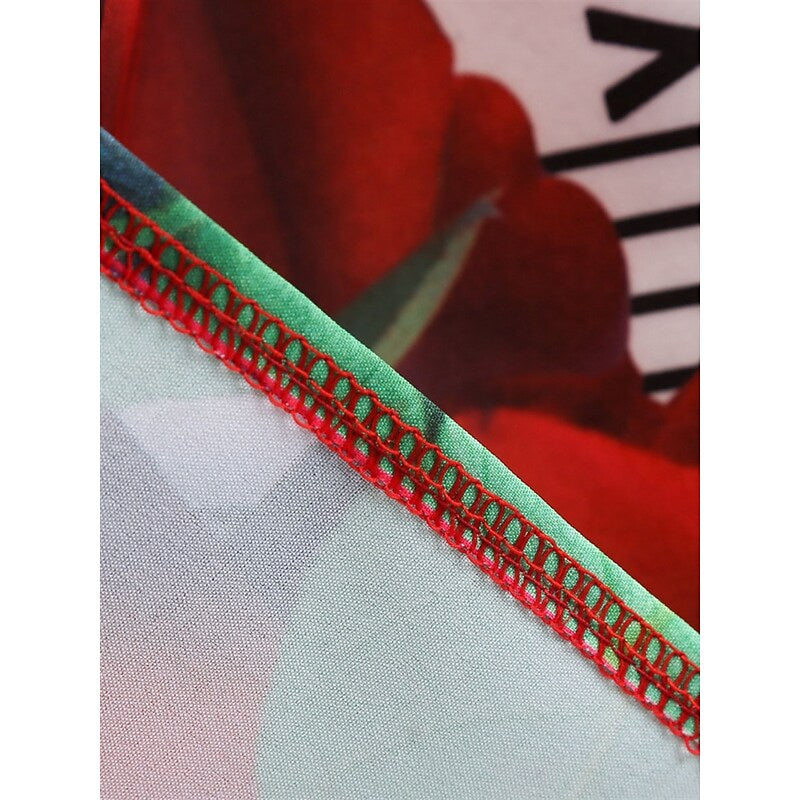 flowersverse Women's Elegant Retro Swing Dress Midi Dress Party Outdoor Patchwork Bow Floral Crew Neck Sleeveless Regular Fit Spring Summer Red S M L XL