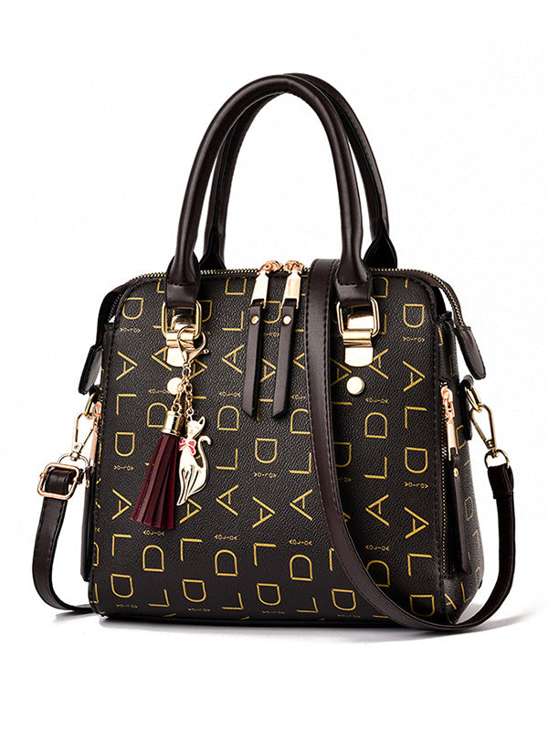 flowersverse Casual Letter Print Zipper Simpel Shoulder Bag