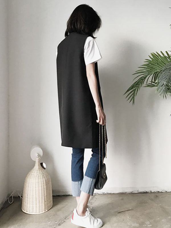 flowersverse Casual Loose Long Split-Joint Sleeveless Vest