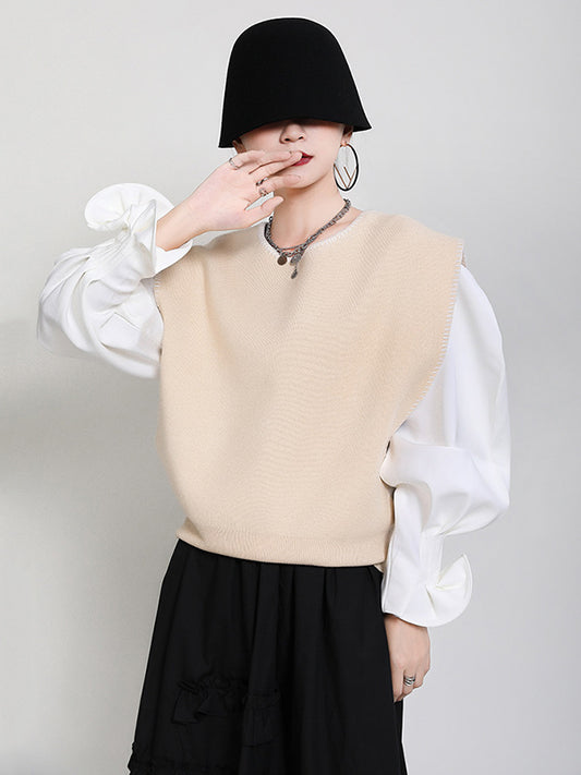 flowersverse Urban Black&Apricot Knitting Vest