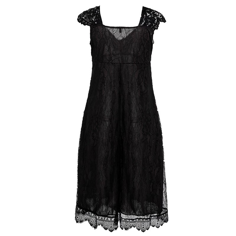 flowersverse Large Lace V-Neck Gothic Dress
