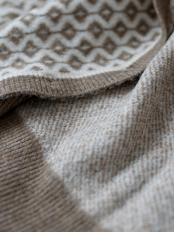 flowersverse Vintage Loose Rhombic V-Neck Cardigan