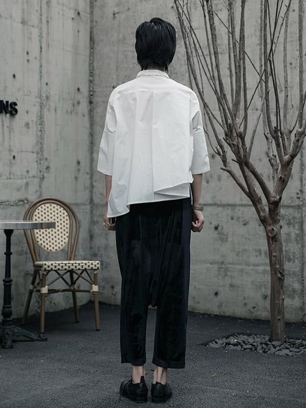flowersverse Creamy White Cropped Three-Quarter Sleeve Shirt