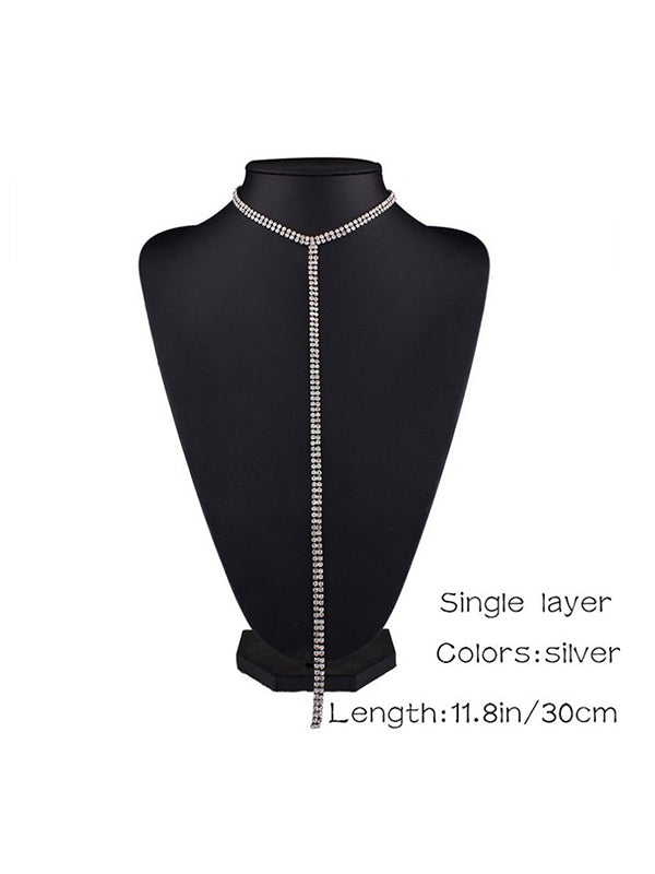 flowersverse Statement Normcore Rhinestone Necklaces Accessories