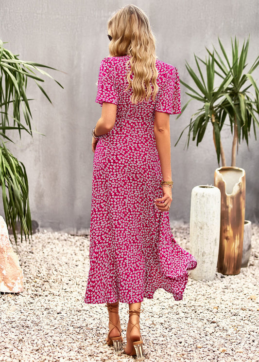 flowersverse SWEETEST THING FLORAL SLIP MAXI DRESS - RED