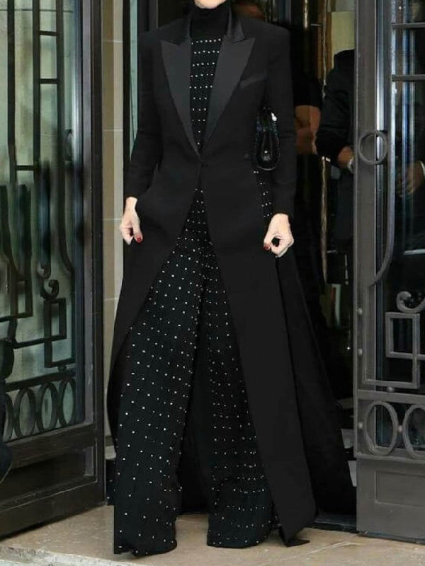 flowersverse Long Sleeves Split-Joint Split-Side Notched Collar Blazer Outerwear