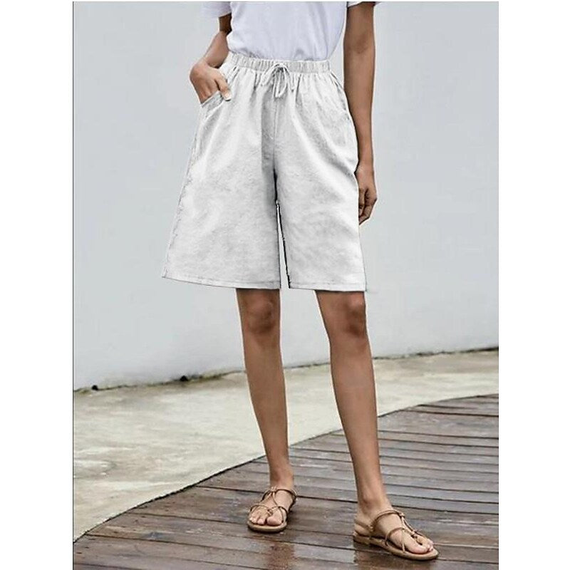 flowersverse amazon cross-border ladies plus size fashion cotton linen five points shorts