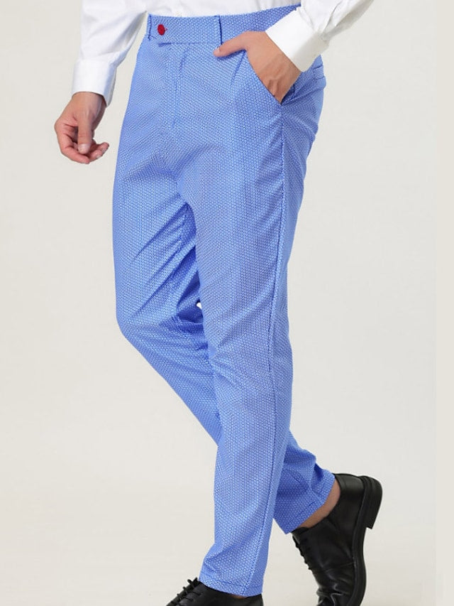 flowersverse Men's Dress Pants Trousers Chinos Pocket Straight Leg Print Polka Dot Comfort Outdoor Daily Going out 100% Cotton Streetwear Stylish Black Blue Micro-elastic
