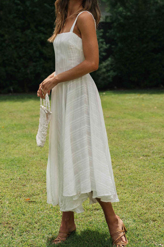 flowersverse Casual Simplicity Solid Asymmetrical Square Collar Irregular Dress Dresses