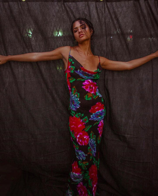 flowersverse Graduation Party dress Fashionkova Spaghetti Strap Women's Slip Dress Floral Print Sexy Backless Maxi Dresses Party Club Beach Long Dress Fall 2022