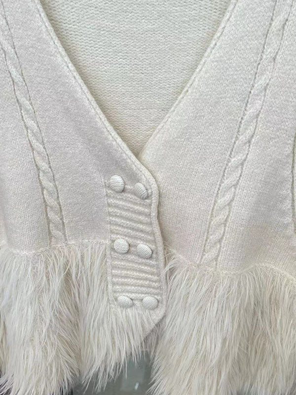 flowersverse Buttoned Solid Color Split-Joint Loose Sleeveless V-Neck Vest Outerwear