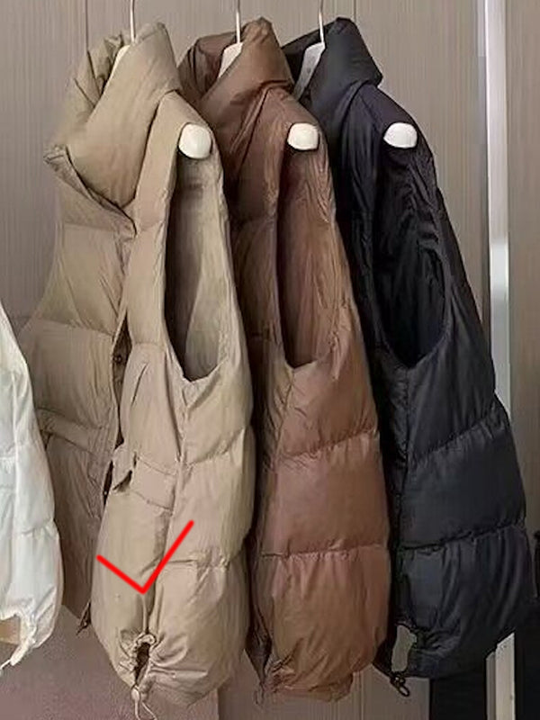 flowersverse Original Creation Loose Sleeveless Solid Color Zipper High-Neck Vest Outerwear