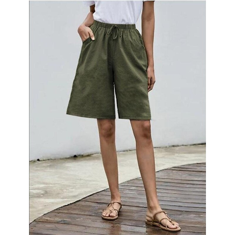 flowersverse amazon cross-border ladies plus size fashion cotton linen five points shorts