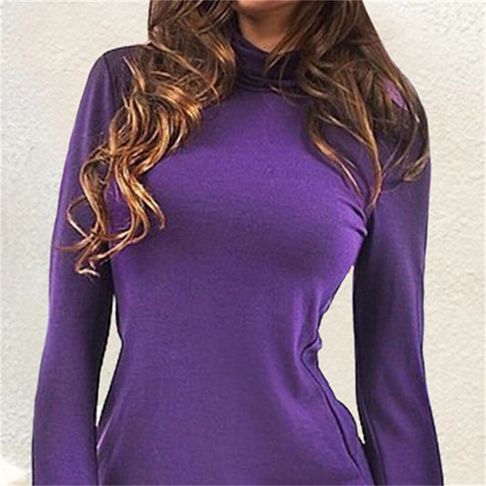 flowersverse Women‘s Hoodie Dress Winter Dress Purple Dark Grey Long Sleeve Pure Color Pocket Winter Fall Turtleneck Casual Classic Fall Dress S M L XL / Sheath Dress