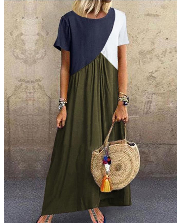 flowersverse Women Sundress Summer Long Dress Patchwork Loose Party Maxi Dresses