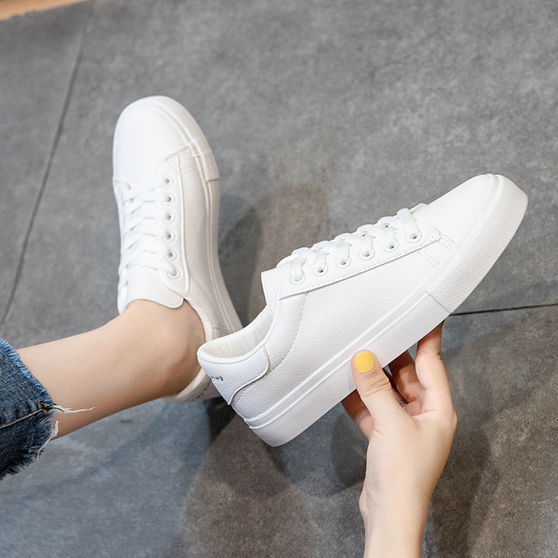 flowersverse Woman Shoes New Fashion Woman Casual High Platform Leather Women Casual White Shoes Breathable Sneakers Women's Vulcanize Shoes