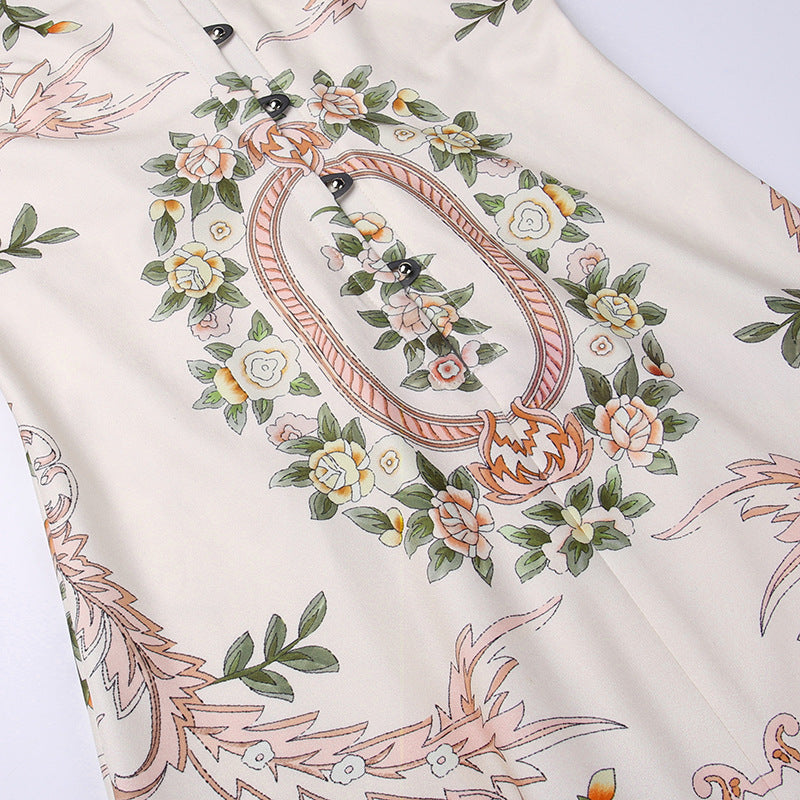 flowersverse Sling bowknot vintage Bodycon Dress summer printed dress for women