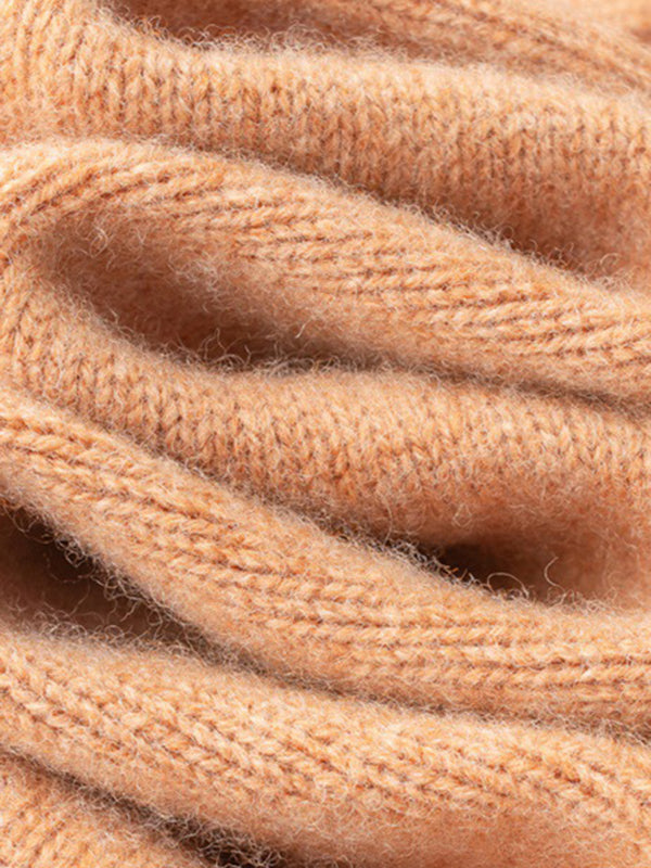 flowersverse Casual Long Sleeves Loose Solid Color High-Neck Sweater Tops