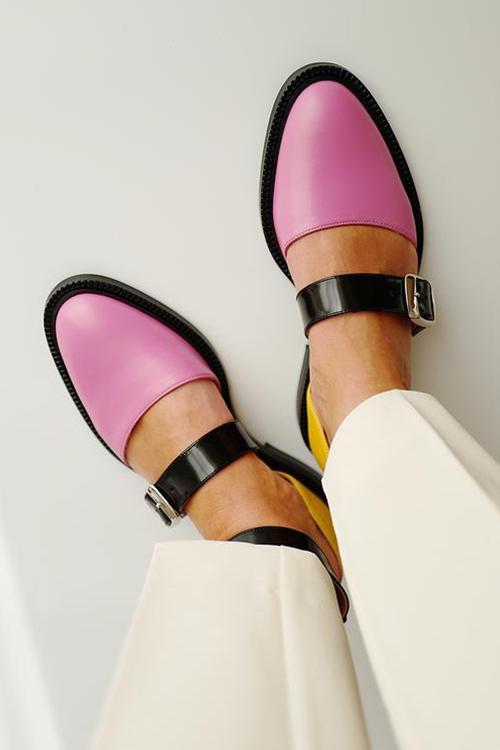 flowersverse Buckle Color Block Sandals Flats