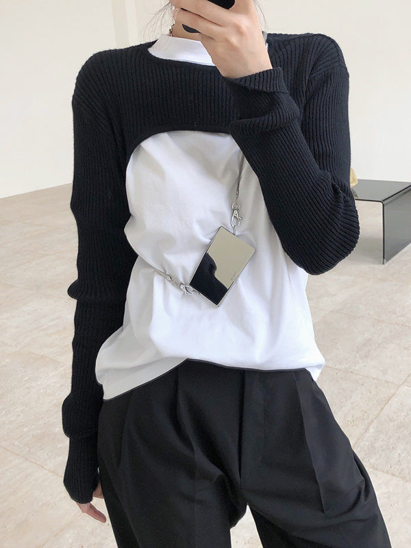 flowersverse Original Solid Knitwear Short Tops