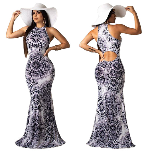 flowersverse Printed beach evening dress