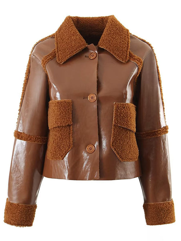 flowersverse Casual Loose Patchwork Lapel Collar Coat