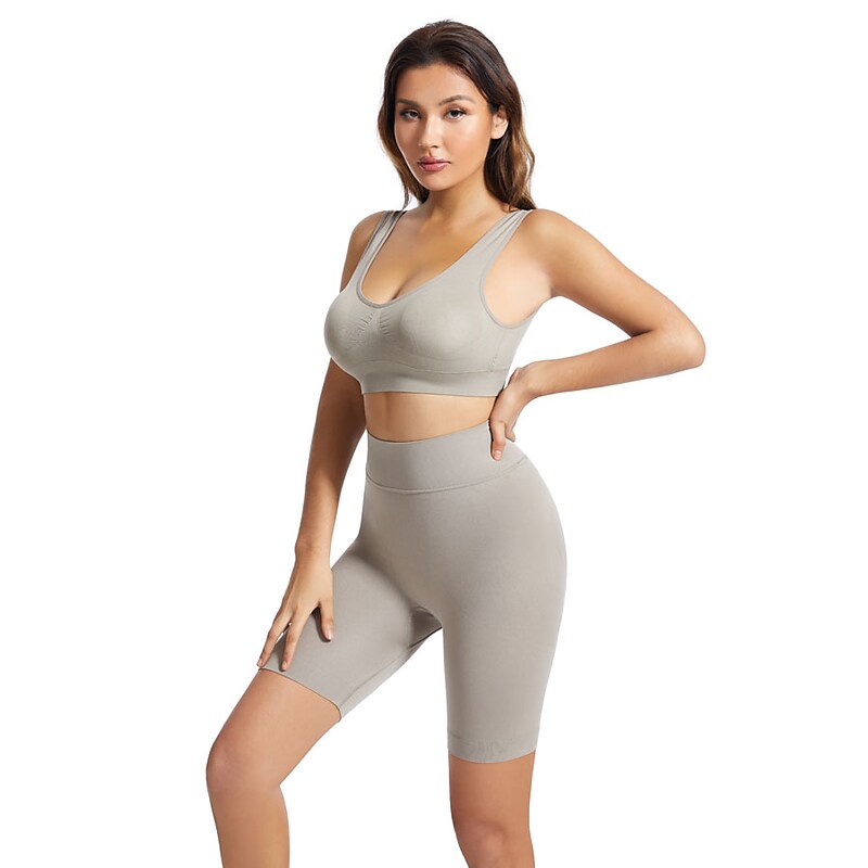flowersverse Women's Sports Bra with Shorts Workout Sets Winter 2 Piece Basic Clothing Suit Black Blush Spandex Yoga Fitness Golf Comfort Breathable Weight Loss Plus Size Sleeveless Sport Activewear Stretchy Slim
