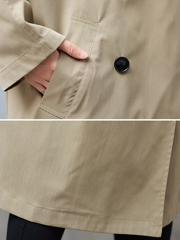 flowersverse Loose Buttoned Notched Collar Trench Coat