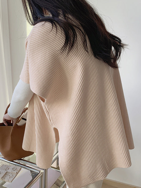 flowersverse Casual Loose Short Sleeves Solid Color Round-Neck Sweater Tops Vest Top