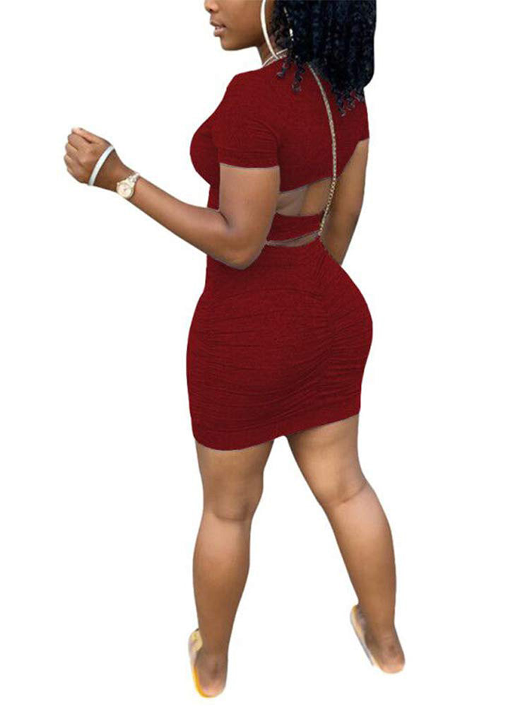 flowersverse Cutout Ruched Bodycon Mini Dress