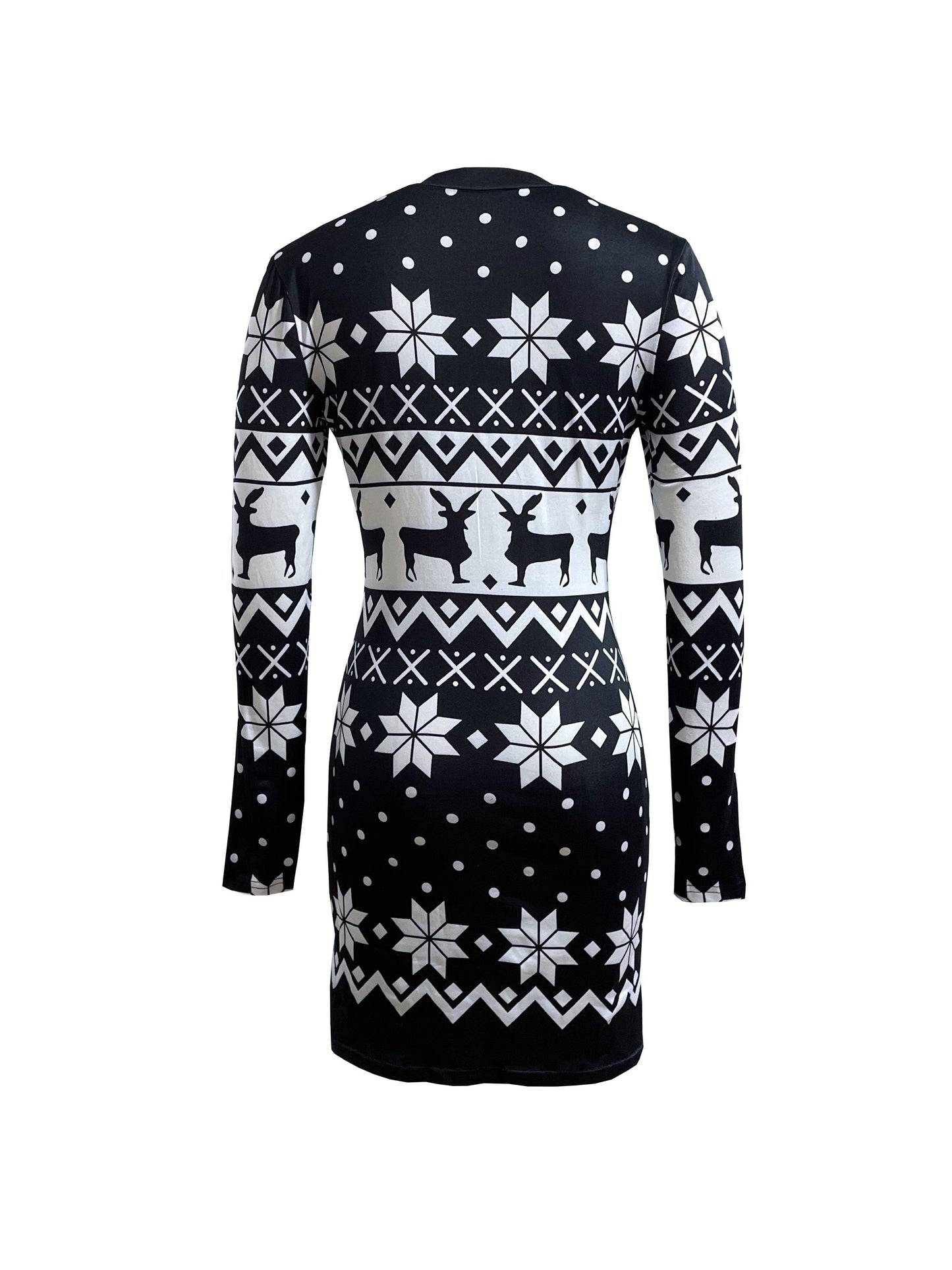 flowersverse Christmas Deer Print Bodycon Dress DF2041