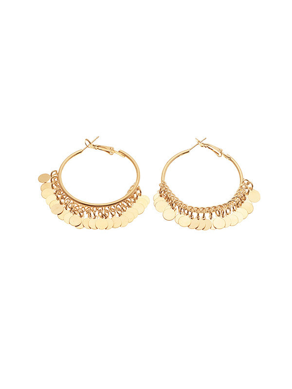 flowersverse Fashion Tasseled Solid Color Geometric Earrings Accessories