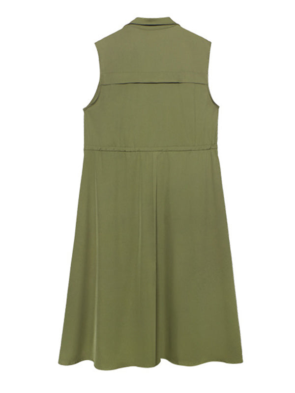 flowersverse Casual Asymmetric Split-Joint Drawstring Vest Dress Outerwear