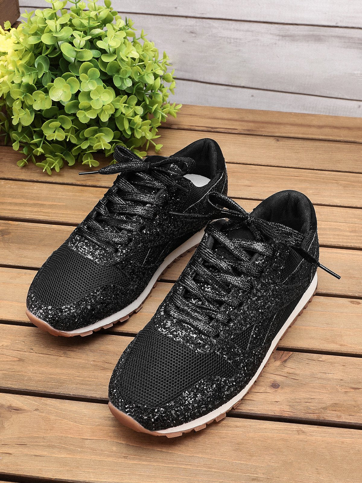 flowersverse Women Muffin Rhinestone New Crystal Platform Sneakers