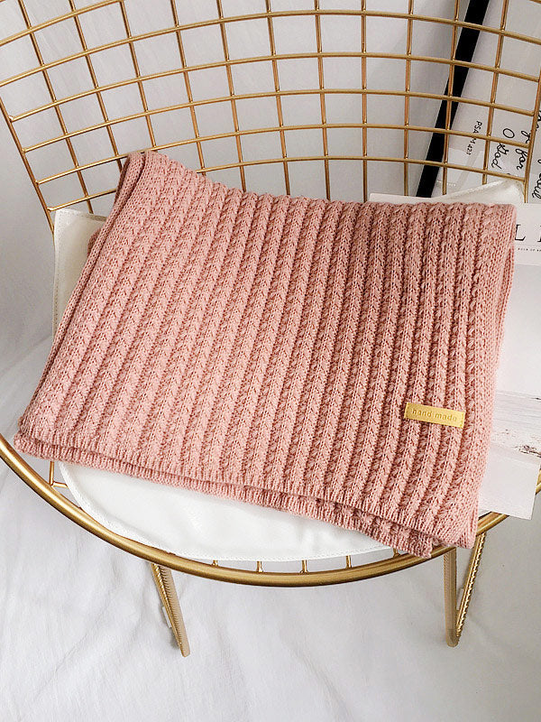 flowersverse Stylish Solid Color Simple Warm Knitted Scarf